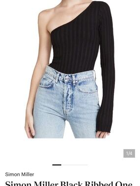 Simon Miller Black One-Arm Ribbed Knit Top